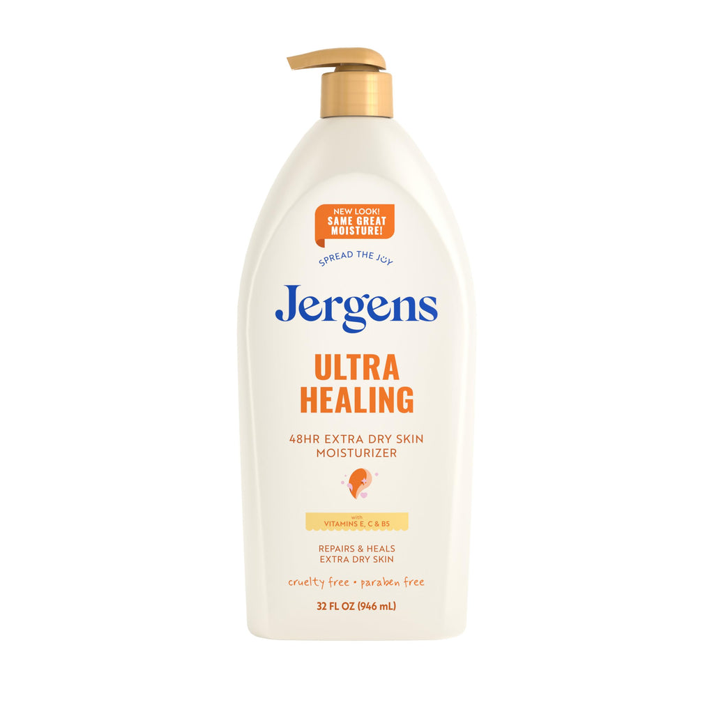 Jergens Ultra Healing Dry Skin Lotion, Hand and Body Moisturizer for Quick Absorption into Extra Dry Skin with Hydralucence Blend, Vitamins C, E and B5, White, 32 oz, Pack of 6