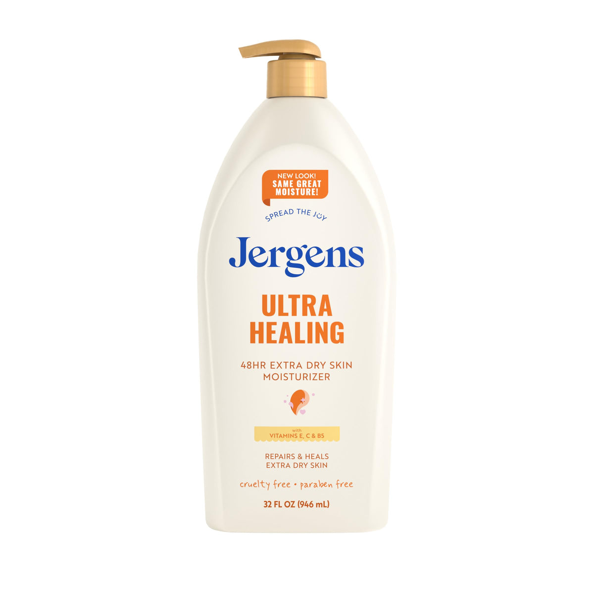 Jergens Ultra Healing Dry Skin Lotion, Hand and Body Moisturizer for Quick Absorption into Extra Dry Skin with Hydralucence Blend, Vitamins C, E and B5, White, 32 oz, Pack of 6