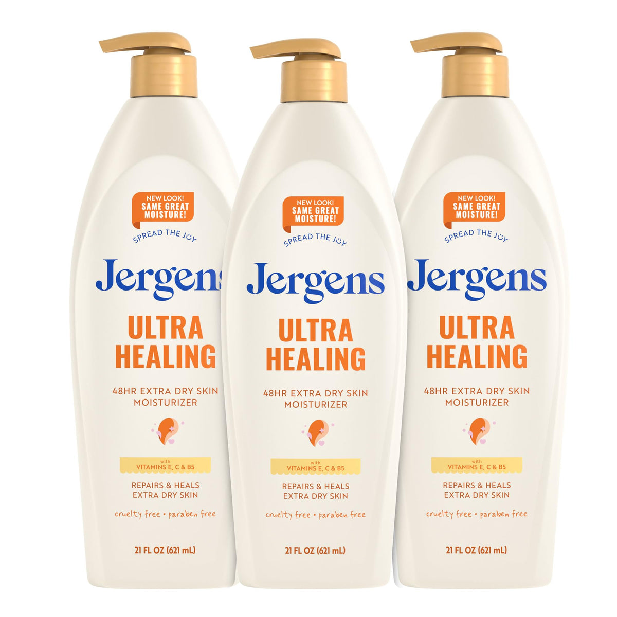 Jergens Ultra Healing Dry Skin Lotion, Hand and Body Moisturizer for Quick Absorption into Extra Dry Skin with Hydralucence Blend, Vitamins C, E and B5, White, 32 oz, Pack of 6