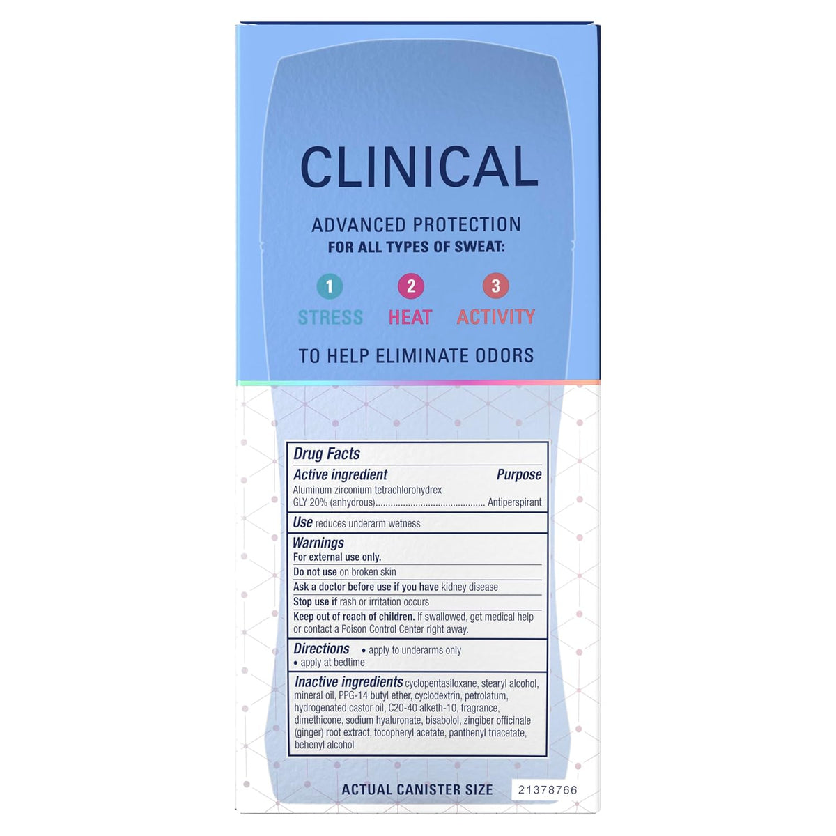 Secret Clinical Strength Invisible Solid Antiperspirant Deodorant for Women, 100HR Sweat & Odor Protection, 3X Stress Protection with Hyaluronic Acid, PH Balanced, Completely Clean Scent, 2.6 oz