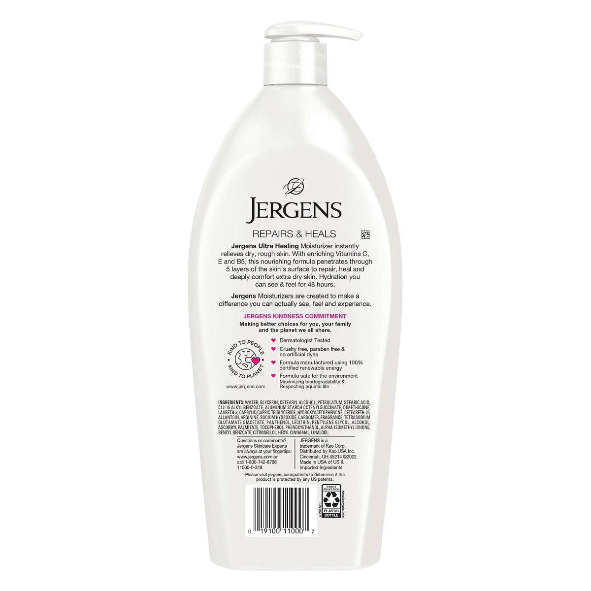 Jergens Ultra Healing Dry Skin Lotion, Hand and Body Moisturizer for Quick Absorption into Extra Dry Skin with Hydralucence Blend, Vitamins C, E and B5, White, 32 oz, Pack of 6