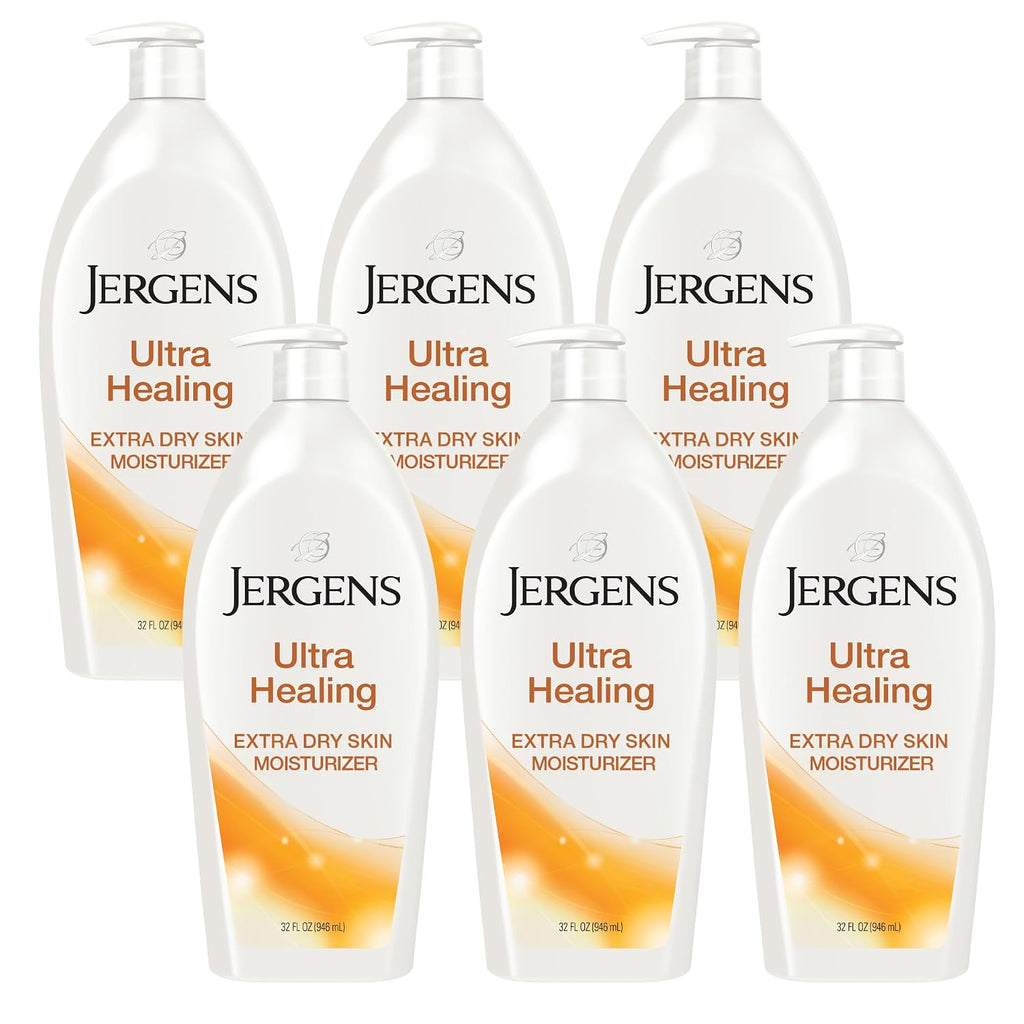Jergens Ultra Healing Dry Skin Lotion, Hand and Body Moisturizer for Quick Absorption into Extra Dry Skin with Hydralucence Blend, Vitamins C, E and B5, White, 32 oz, Pack of 6