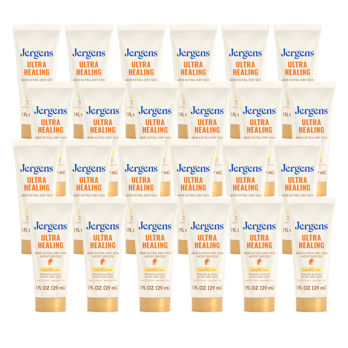 Jergens Ultra Healing Dry Skin Lotion, Hand and Body Moisturizer for Quick Absorption into Extra Dry Skin with Hydralucence Blend, Vitamins C, E and B5, White, 32 oz, Pack of 6