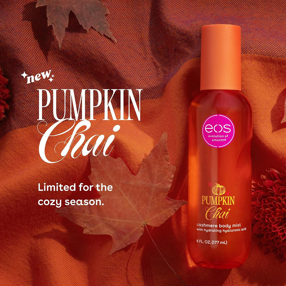 eos Cashmere Body Mist, Pumpkin Chai, Fall Fragrance Mist, 6 fl oz